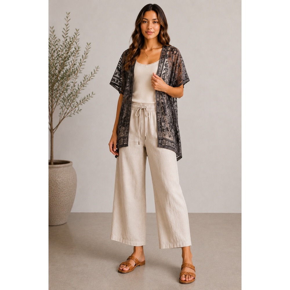 David Young Whimsigoth Floral‎ Lace Kimono Wrap Open Front Cardigan ATO4170 OSFM